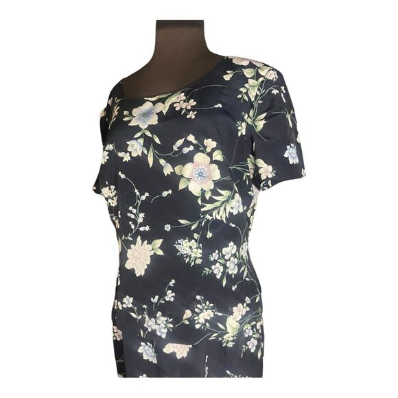 Vtg Floral Modest Peplum Maxi Dress 12 Feminine Wedding Guest Church Ladylike - Picture 2 of 6